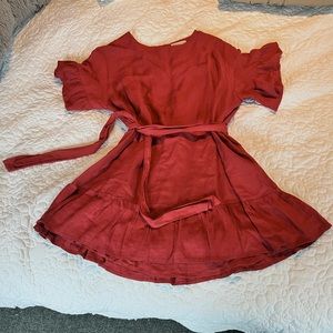 Urban outfitters rust linen tunic belted dress size large